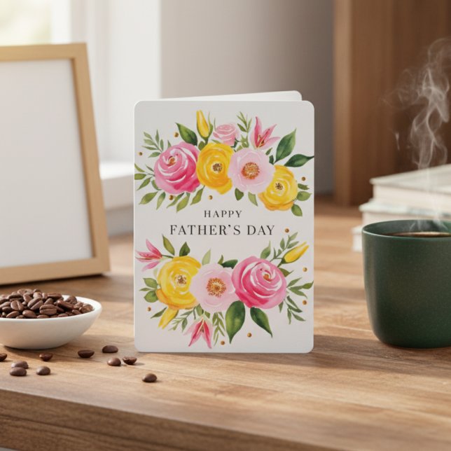 Elegantes Rosas de acuarela feliz tarjeta del día  (Elegant Watercolor Roses Happy Father's Day Card)