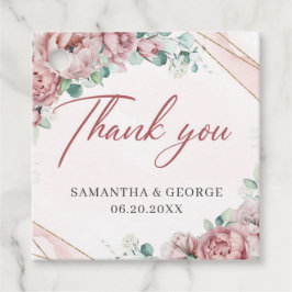 Elegantes rosas de color rubor etiquetas de favore