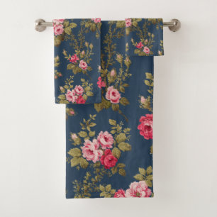 Elegantes Rosas de época de fondo azul