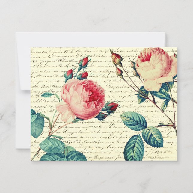 Elegantes Rosas de época en escritura francesa man (Anverso)