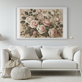 Elegantes Rosas de época Poster de impresión de ar
