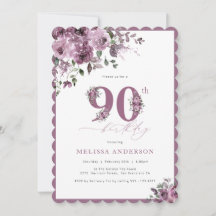 Elegantes Rosas de la Cuta Invitación a los 90 Año