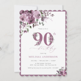 Elegantes Rosas de la Cuta Invitación a los 90 Año