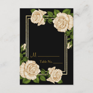 Elegantes Rosas de marfil y número de mesa de Purp