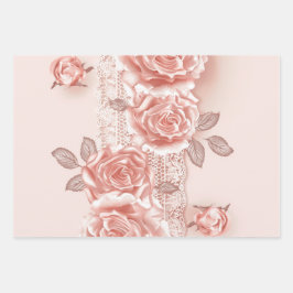 Elegantes Rosas envolviendo papel plano conjunto d