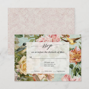 Elegantes Rosas florales de Rubor Aqua  Aves RSVP