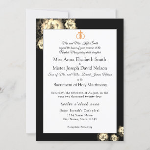Elegantes Rosas Invitación a la boda católica