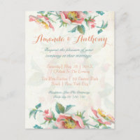 Elegantes Rosas Invitación a la boda económica