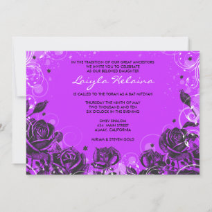 Elegantes Rosas invitan a la invitación Bat Mitzva
