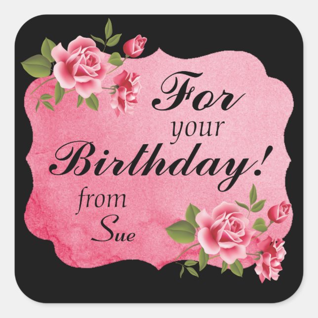 Elegantes Rosas Personalizados Pegatinas de regalo (Anverso)