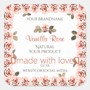 Elegantes rosas rosas blancas de producto Etiqueta