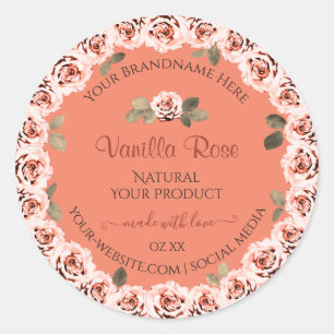 Elegantes rosas rosas blancas de producto Etiqueta