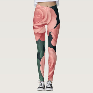 Elegantes rosas rosas leggings en un fondo oscuro