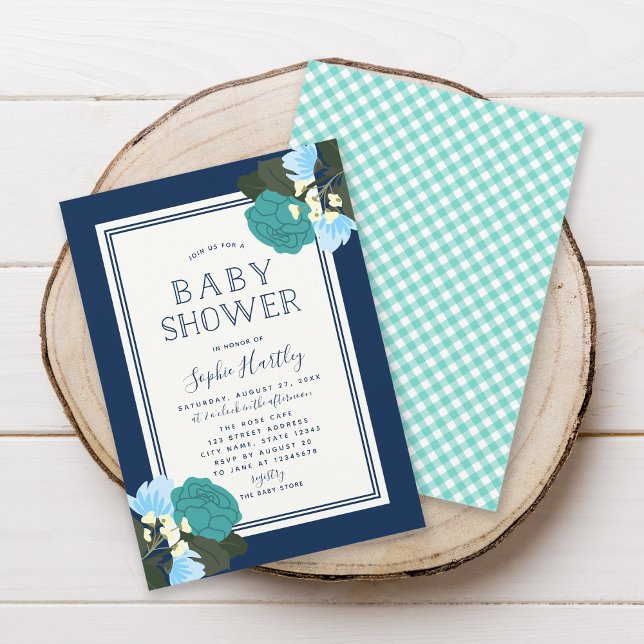 Elegantes Rosas Verde azulados Floral Invitación a (Subido por el creador)