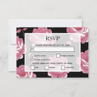 Elegantes Rosas Vintage Rosados Boda Tarjetas RSVP