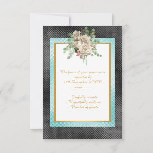ELEGANTES RSVP FLORALES CON RELIEVE EN AGUA NEGRA 
