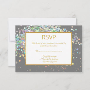 ELEGANTES RSVP HOLOGRÁFICAS PASTEL BLANCO GRIS PER
