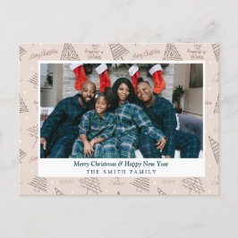 Elegantes saludos de Navidad rosa Rubor con foto