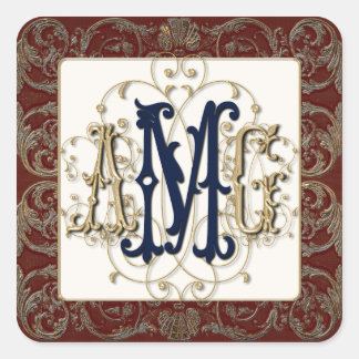 Elegantes sellos monogramados de oro anticuados