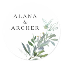 Elegantes Sellos para sobres Bodas de la vegetació