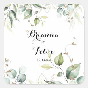 Elegantes Sellos para sobres Bodas de la vegetació
