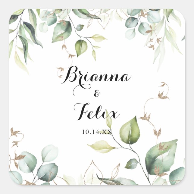 Elegantes Sellos para sobres Bodas de la vegetació (Anverso)