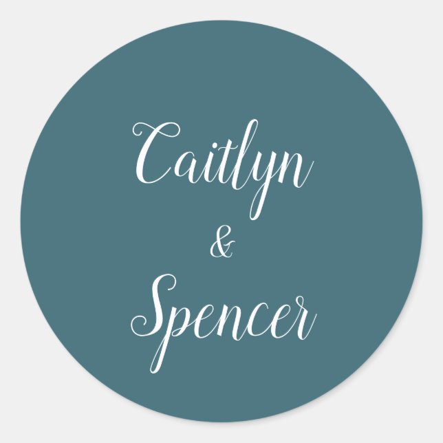 Elegantes Sellos para sobres Bodas Verde azulados  (Anverso)