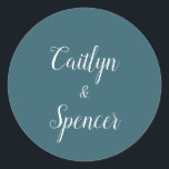 Elegantes Sellos para sobres Bodas Verde azulados<br><div class="desc">Estos elegantes sellos para sobres verde azulados y blancos bodas son perfectos para un boda moderno. Personalice la etiqueta con los nombres de la novia y del novio.</div>