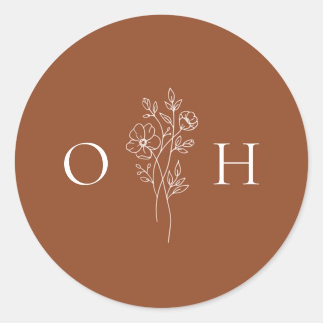 Elegantes Sellos para sobres del Monograma Floral  (Anverso)