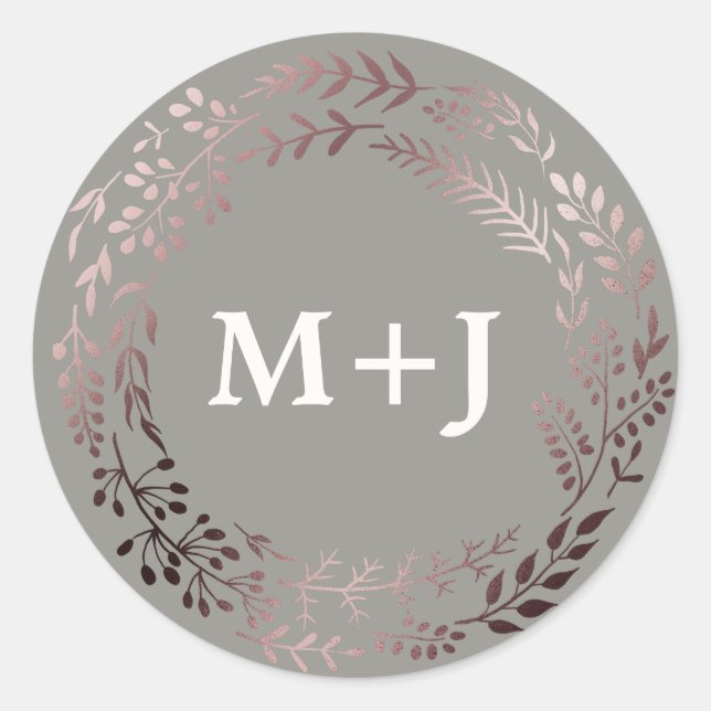 Elegantes Sellos para sobres Rosa de oro y Boda gr (Anverso)