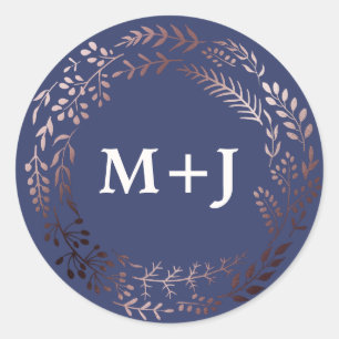 Elegantes Sellos para sobres Rosas de oro y Boda d