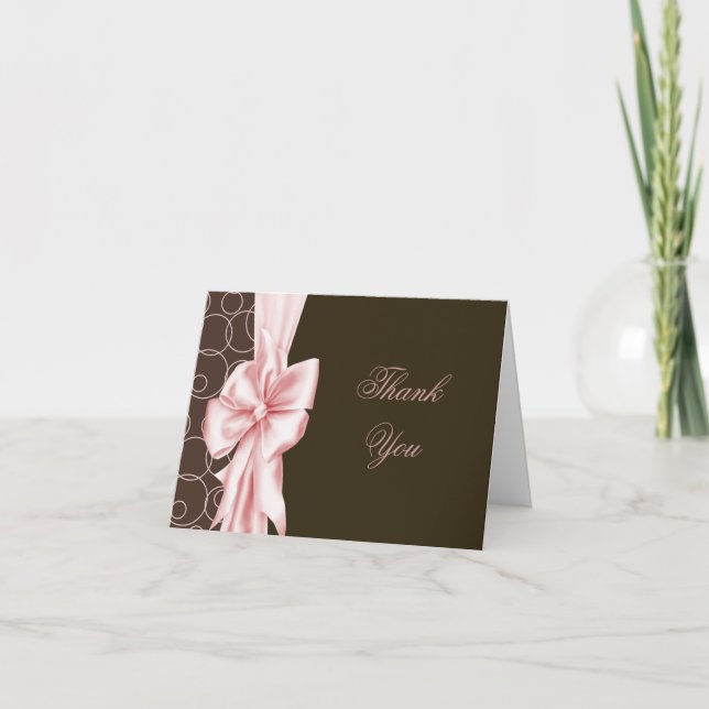 Elegantes tarjetas de agradecimiento rosas y marro (Anverso)