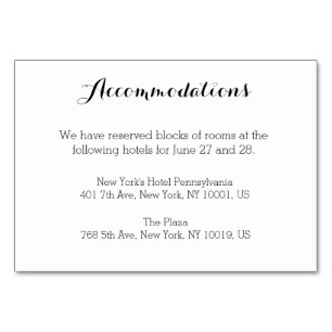 Elegantes tarjetas de alojamiento Boda blanco