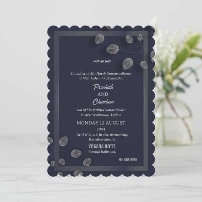 Elegantes tarjetas de boda (Anverso de pie)