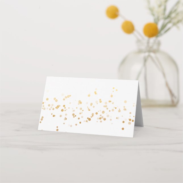 Elegantes tarjetas de Boda de confeti dorado (Anverso)