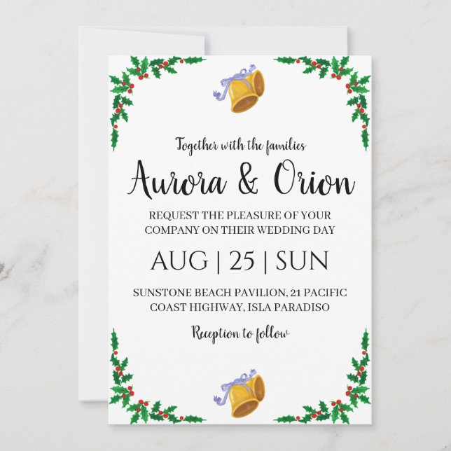 elegantes tarjetas de boda de navidades de tipogra (Anverso)