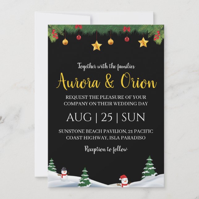 elegantes tarjetas de boda de navidades de tipogra (Anverso)