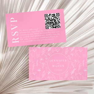 Elegantes tarjetas de código QR de boda floral ros
