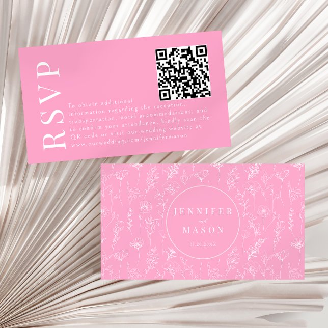 Elegantes tarjetas de código QR de boda floral ros (Subido por el creador)
