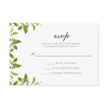 Elegantes Tarjetas de Confirmación de Boda con Hoj