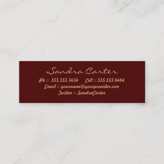 Elegantes tarjetas de contacto Maroon & Gold Flour (Anverso)