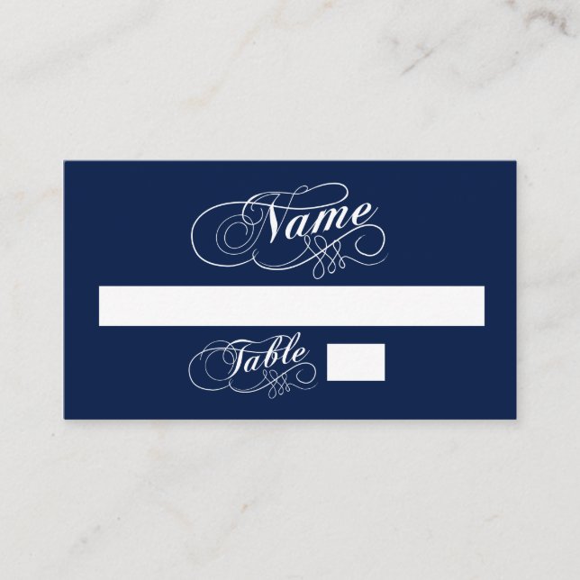 Elegantes Tarjetas De Escort Boda Azul Y Blanco De (Anverso)