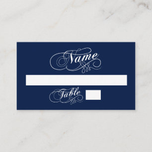Elegantes Tarjetas De Escort Boda Azul Y Blanco De