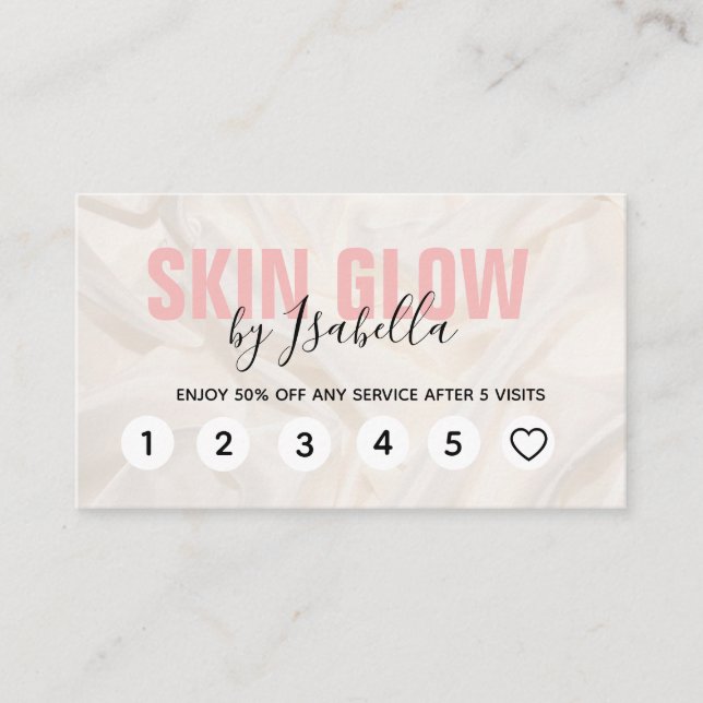 Elegantes tarjetas de fidelidad de seda rosada (Anverso)