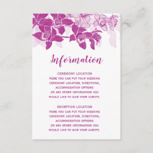 Elegantes tarjetas de información Boda de las orqu