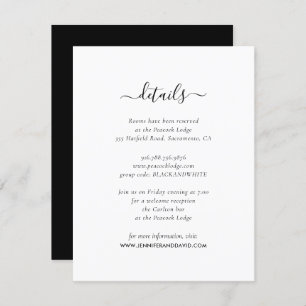 Elegantes tarjetas de información de invitados en