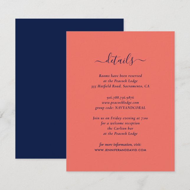 Elegantes tarjetas de información de la Marina y e (Anverso / Reverso)