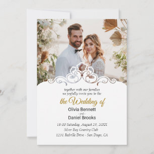 Elegantes tarjetas de invitación a la boda con fot