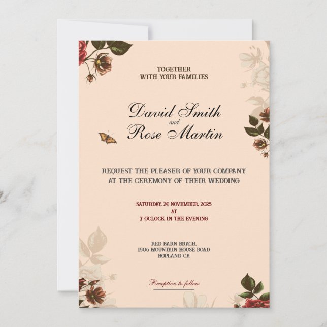 Elegantes tarjetas de invitación para bodas para t (Anverso)