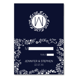 Elegantes tarjetas de la Marina Floral Azul y Blan